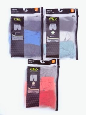 Athletic Works Men's Boxer Briefs M Set of 3 Stretch Performance Long 9" Inseam